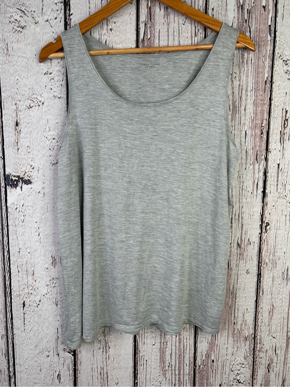 Eileen Fisher Heather Gray Grey Silk & Cotton Tank Large Sleeveless Small Flaw